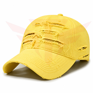 Gorra de Béisbol Masculina de 6 Paneles, Diseño Desgastado y Roto, 100% Poliéster, Estilo Vintage, Bordado 3D, Hebilla Dorada de Cobre, Ajustable en la Parte Trasera - Product Image 3