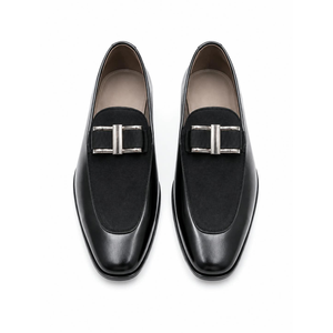 <b>Mens</b> Genuine Leather Loafers Square Toe <b>Slip</b>-<b>On</b> Breathable Cow Leather All Seasons Rubber Outsole - Product Image 1