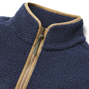 Veste en polaire sherpa bleue personnalisée avec logo pour homme, veste d'hiver chaude en polaire zippée, veste décontractée pour l'extérieur - Product Image 2