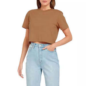 Atractiva Camiseta de Algodón para Mujer, Color Marrón Polvoriento, Etiqueta Privada, Corte Holgado, Ligera, Cómoda y a la Moda, Personalizable para Cualquier Look - Product Image 1