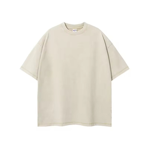 Camiseta de Algodón Negra Lisa para Hombre, Talla Grande, Manga Corta, Cuello Redondo, Estilo Casual, Corte Regular, Tejido de Punto Lavado - Product Image 2