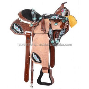 Top qualité fait à la main en cuir véritable Western Pleasure Trail cristal volant coeur équitation cheval selle disponible prix de gros - Product Image 4