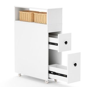1PC sottile armadietto da bagno in legno Organizer con profondo scivolo fuori cassetti wc Cabinet Organizer - Product Image 1