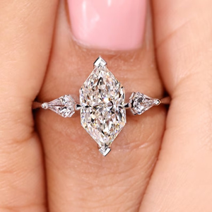 แหวนแต่งงานเพชรซิคอนทรงมาร์คีส์คุณภาพสูง 2.40 กะรัต ผลิตในห้องปฏิบัติการ ตัวเรือนทอง 10K แบบหนามเตย  รับประกันโดยบุคคลที่สาม - Product Image 6