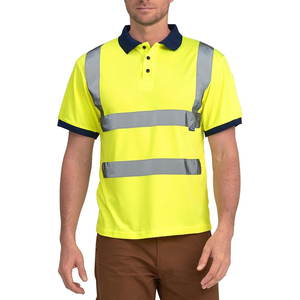 Men's Black Short Sleeve Reflective Safety Polo Shirt Workwear Quick Dry Knitted <b>Fabric</b> Solid Design Regular Length - Product Image 6