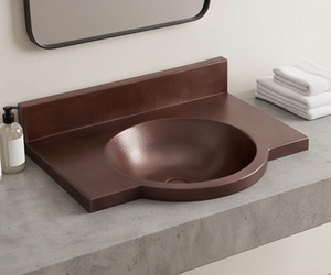 Elegante Lavabo de Cobre Martillado con Protector Contra Salpicaduras, Lavabo Moderno para Baño o Cocina, Elegante Adorno para el Hogar - Product Image 6