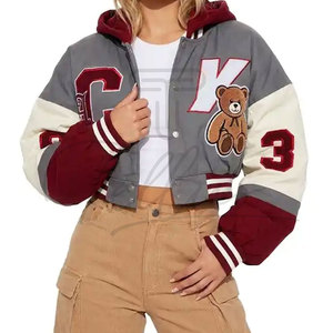Chaqueta Varsity de Lana Corta Personalizada de Alta Calidad para Mujer, Transpirable, para Tallas Grandes, Uso en el Gimnasio y en Invierno - Product Image 1