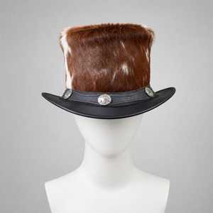Sombrero de Piel con Borde de Cuero Negro, Bordado a Mano y Botones Plateados, Estilo Inglés, para Uso en Exteriores en Invierno, para Adultos, 50-56CM - Product Image 2