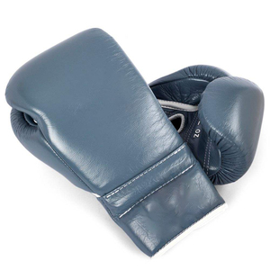 Gants de boxe professionnels de qualité supérieure, dernier design, gris, pour entraînement et sparring, en cuir véritable, à lacets. - Product Image 2