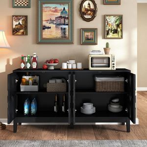 60.5\" Mid Century Modern Sideboard Buffet Cabinet with 4 Adjustable Doors TV Media <b>Console</b> <b>Table</b> Practical <b>Storage</b> Solution - Product Image 3