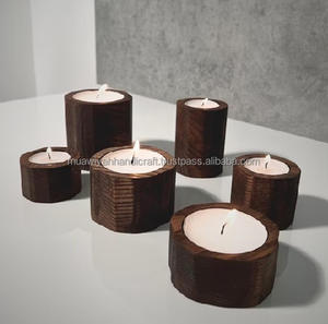 Hermoso diseño hecho a mano vela de madera soporte de té para decoración para sala de estar nuevo diseño portavelas de madera superventas - Product Image 3
