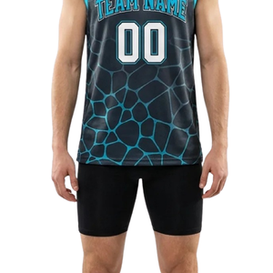 Conjunto de Uniforme de Baloncesto con Estampado de Polígono para Hombre, Camiseta sin Mangas con Cuello en V y Pantalones Cortos Lisos con Nombres de Equipo y Números de Jugador Personalizados - Product Image 6