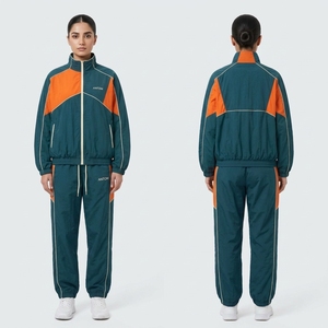 ANTOM Women's Navy <b>White</b> Color Block <b>Tracksuit</b> Full Length Zipper Sporty Style Regular Fit Autumn Wear - Product Image 5
