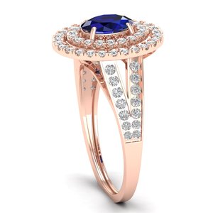 Bagues de fiançailles en or massif 14 carats avec diamants et saphir bleu véritable, prix de gros REYES, cadeau d'anniversaire, bijoux fins - Product Image 3