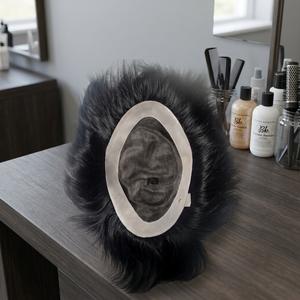Toupet Taz Hair BD en cheveux humains indiens Remy noirs, base en dentelle, raie centrale, base mono, texture 28mm, noué à la main, 40-80g - Product Image 3