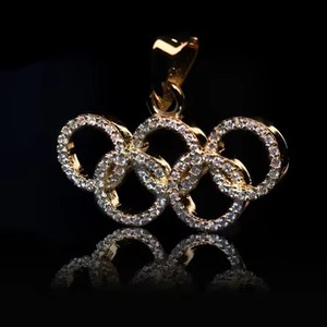 Round Cut Lab-Created Diamond Olympik Pendant 925 Silver <b>Gold</b> Plated Pendant Pass Diamond <b>Tester</b> Pendant Rapper Bling Pendant - Product Image 4