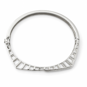 925 Sterling <b>Silver</b> Cubic Zirconia Om Bracelet High Polish Modern Spiritual <b>Mens</b> Unisex <b>Bangle</b> for Wedding Party Daily Wear Gift - Product Image 3