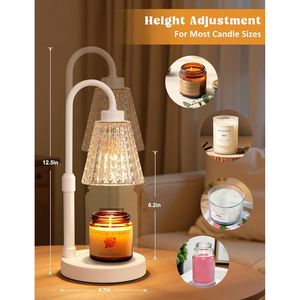 Dimmable White Crystal Candle Warmer Lamp <b>Timer</b> Height Adjustable Wax Melts Warmer for Birthdays Jar Candles-Product Candle - Product Image 2