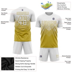 Maillot de football court personnalisé en sublimation or vieilli et blanc, respirant, séchage rapide, pour homme, uniforme d'entraînement personnalisé - Product Image 2