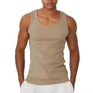 High Quality Cheap Inner Under Shirt Polyester <b>White</b> Gym Summer Solid Anti-Pilling Knitted Sweat <b>Vest</b> <b>Men</b> Tank Top - Product Image 4