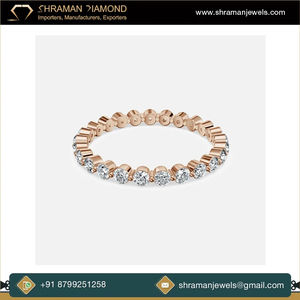 Trendy SHRAMAN JEWELS 925 <b>Silver</b> Rose Gold Plated D Color VVS Moissanite <b>Stacking</b> Anniversary Wedding <b>Ring</b> Pave Setting Full - Product Image 4