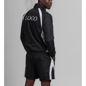 Conjunto Deportivo Premium Unisex de Chaqueta Cortavientos de Nailon Negro y Pantalones Cortos para Correr, con Parches Personalizados, Informal, de 2 Piezas, para Gimnasio y Fitness, para Hombre - Product Image 6