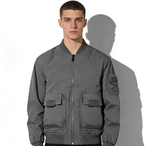 แจ็คเก็ตบอมเบอร์เปล่าแบบกำหนดเองพร้อมโลโก้ปักลาย  บลูซองบอมเบอร์สำหรับผู้ชาย แจ็คเก็ตวาร์ซิตี้แบบกำหนดเองสำหรับผู้ชาย - Product Image 4