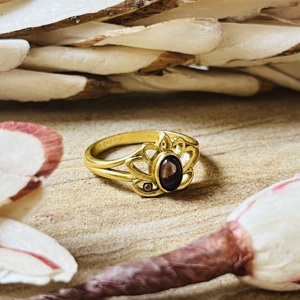 High Demand Amethyst <b>Rings</b> Boho Brass <b>Ring</b> Women 18k Gold Plated Floral Lotus Jewelry <b>Dainty</b> Spiritual Design Wholesale/OEM/ODM - Product Image 2