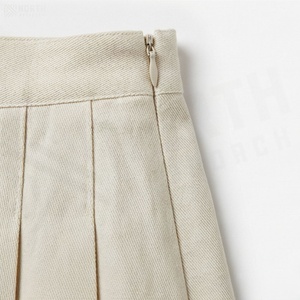 Women Pleated <b>A</b>-<b>Line</b> <b>Knee</b>-<b>Length</b> <b>Skirt</b> Solid Color Minimalist Style Regular Waist Woven Fabric All Seasons Wear - Product Image 5