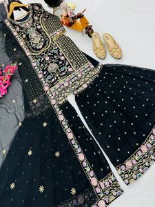 Nouvelle collection de créateurs, Salwar Kameez Dupatta en Georgette Fox, style ethnique indien traditionnel, avec broderie riche, séchage rapide, pour mariages - Product Image 4