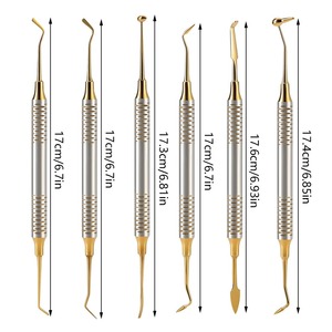 6 Spatules Manuelles pour Composite Dentaire, Outils en Acier Inoxydable Plaqué Titane, Manche Épais, Instrument de Réparation pour Remplissage de Résine - Product Image 5