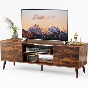 TV Console multimediale marrone per soggiorno/camera da letto 60 \ "sistemazione TV con ripiani regolabili e 2 armadietti - Product Image 1