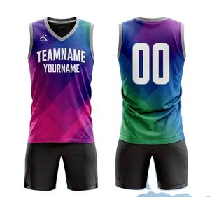 ชุดบาสเก็ตบอลพิมพ์ลายแบบซับลิเมชั่นคุณภาพสูง 100% โพลีเอสเตอร์ ระบายอากาศได้ดี ดีไซน์ใหม่ สีพื้น ชุดยูนิฟอร์มบาสเก็ตบอลชาย - Product Image 1
