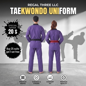 Fabrication de combinaisons d'entraînement de taekwondo et de boxe de haute qualité 100% coton, coupe confortable, unisexe, uniformes de boxe et de taekwondo pour les combattants - Product Image 2