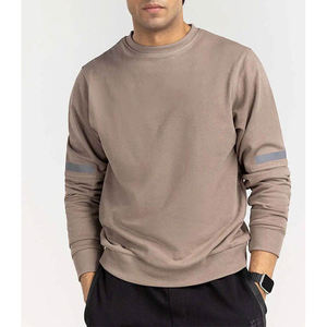 Sweat-shirt à ourlet côtelé haute élasticité, tissu interlock anti-boulochage, pull à manches longues, coupe oversize, épaules tombantes, logo en relief 3D - Product Image 1
