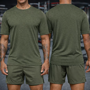 T-shirts de sport pour hommes personnalisés avec logo, coupe classique, col rond, respirants, compressifs, anti-UV, séchage rapide, écologiques - Product Image 2