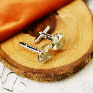 Boutons de manchette en améthyste verte Verdant Aura, prêts à la vente, en argent sterling 925, style tendance, en vente - Product Image 5