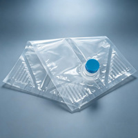 Sac en boîte transparent personnalisé avec robinet rouge et bouchon bleu, emballage aseptique de qualité alimentaire pour vin, jus, sirop et liquides