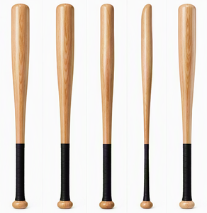 Bate de béisbol Topline Products de 34 pulgadas con barril de 2.5 pulgadas, madera natural con mango negro, bate de entrenamiento duradero de 1 pieza para principiantes - Product Image 1