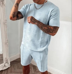 <b>Men</b>’s Breathable Summer Tracksuit Custom Loose Fit T Shirt and Shorts Two Piece Streetwear <b>Set</b> OEM ODM Wholesale Clothing - Product Image 4
