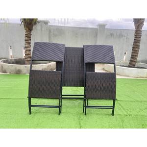 Ensemble de bistrot pliant 3 pièces pour le jardin extérieur Matériau en rotin 1 table carrée et 2 chaises - Product Image 5