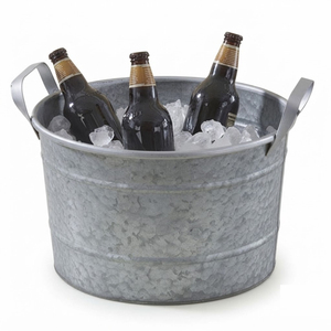 Bac à boissons galvanisé avec poignées, seau à glace ovale en métal pour vin et bière, bassin rafraîchisseur pour traiteur et fêtes - Product Image 5