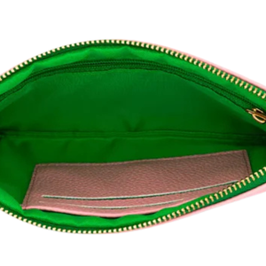 Women's Light Pink and Green Clutch <b>Wristlet</b> Pouch Zipper Cosmetic Bag Portable Makeup Organizer Travel Accessory Bag - Product Image 6