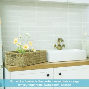 Seagrass <b>basket</b> with wooden handle Handmade <b>Storage</b> <b>Basket</b> Wholesale eco-friendly Made in Viet Nam - Product Image 4