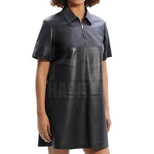 Robe en cuir véritable pour femme, design personnalisé, faible MOQ, tissu doux et confortable, coupe élégante, idéale pour le bureau - Product Image 5