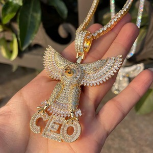 Eagle Moissanite <b>Pendant</b> 925 <b>Silver</b> Gold Plated Hip Hop Charms Everyday Wear Rapper Bling <b>Pendant</b> Custom <b>Initial</b> Letter <b>Pendant</b> - Product Image 2
