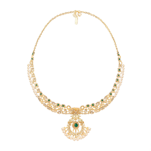 Matte Pearl Gold Plated Alloy Choker Necklace Set-Fashion Jewelry for Party - Product Image 2