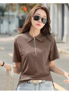 Polo de Verano 2026 en Oferta, Camiseta Polo Holgada de Manga Corta con Cierre y Cuello Camisero, Nuevo Diseño de Moda para Mujer, Venta al Por Mayor - Product Image 4