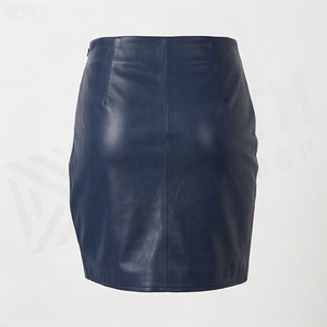 Women High Waist Faux Leather Mini Skirt <b>Asymmetrical</b> Ruched Shiny Solid Color Sexy Style All Seasons - Product Image 3