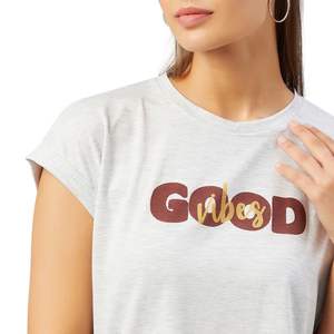 Camiseta de Algodón Personalizada para Mujer, Manga Corta, Cuello Redondo, Estampado Informal, Top Corto, Fabricante Mayorista OEM - Product Image 1